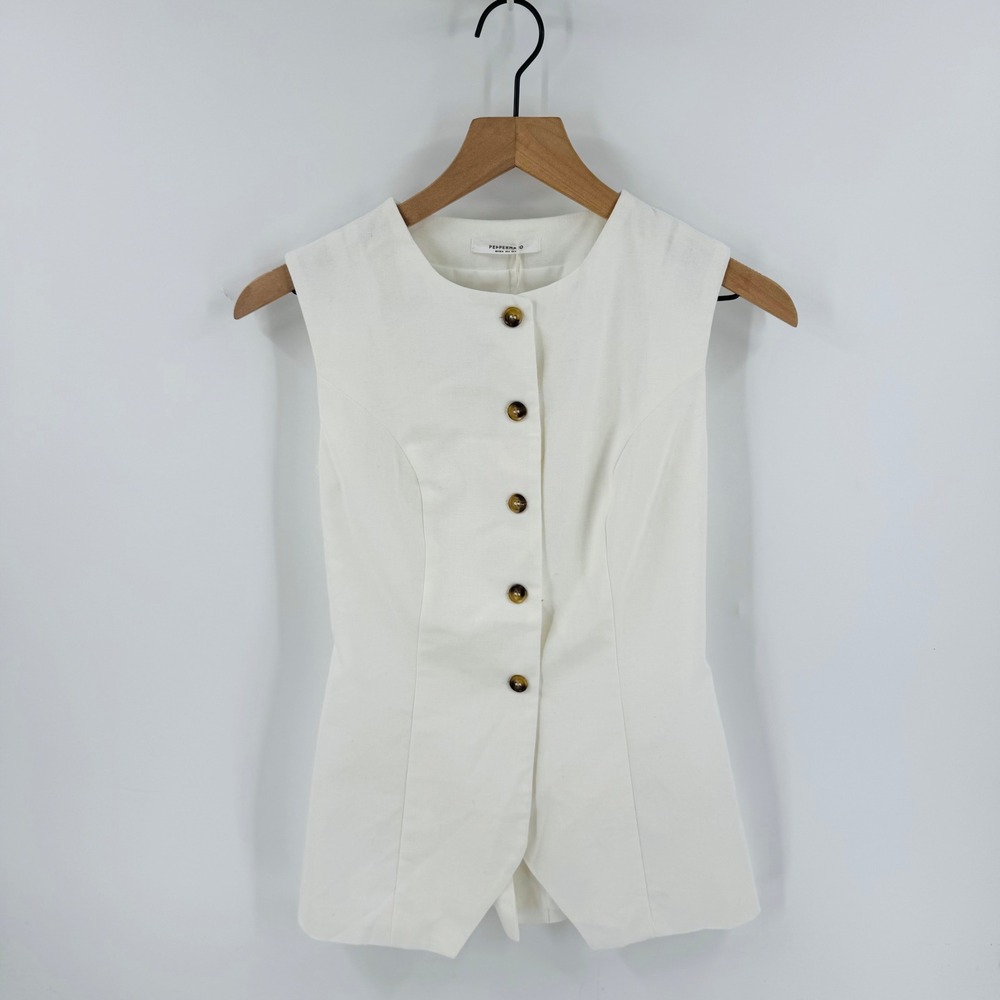 Peppermayo White Buttoned Vest